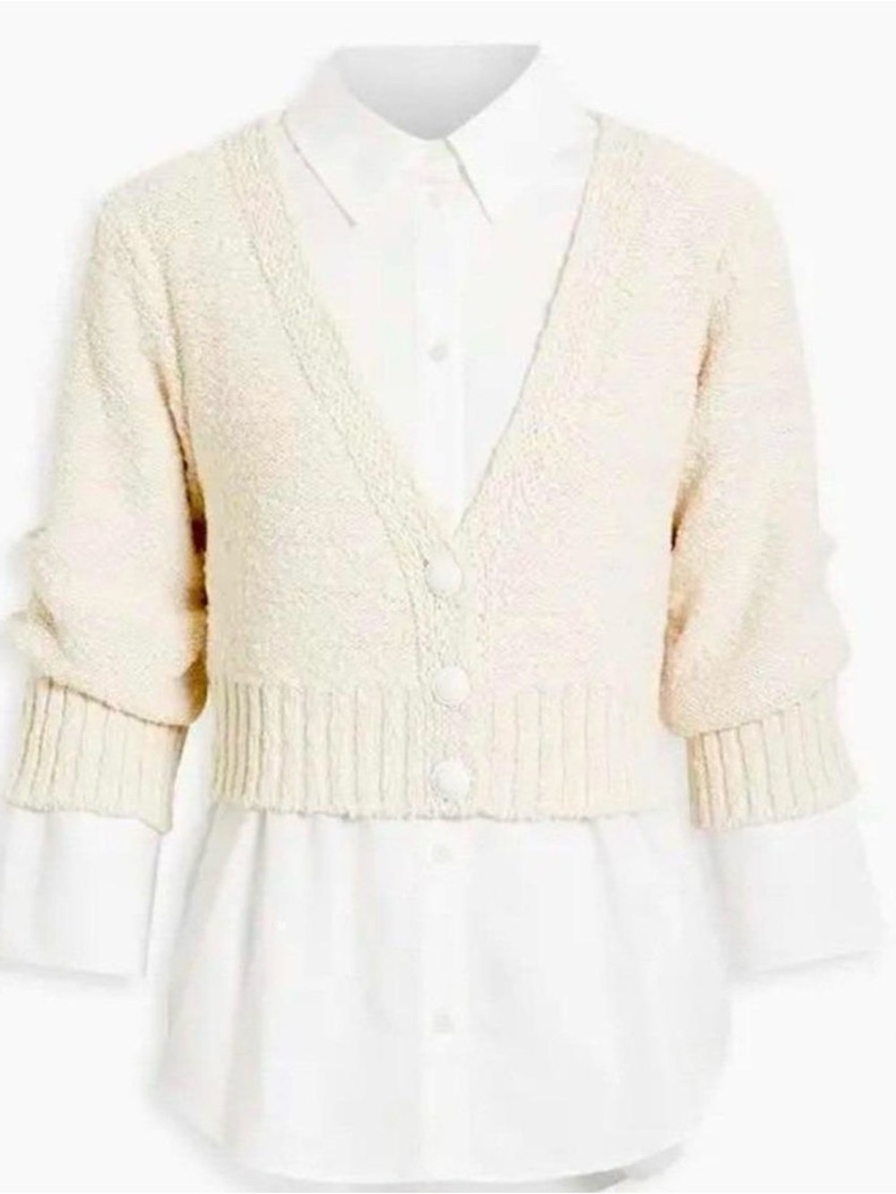 Derek Lam 10 Crosby layered boucle-knit and poplin top new without tags M